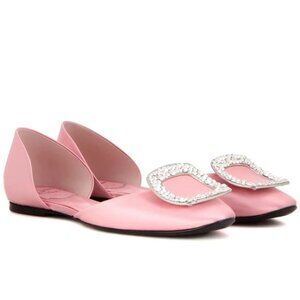 Roger Vivier Women’s Textile Fibers Crystal Ballet Flats Pink Size38